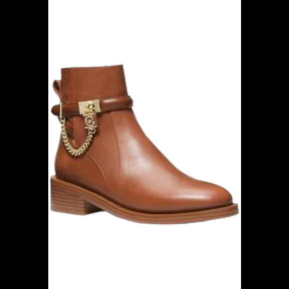 Michael Kors Hamilton Embellished Leather Ankle Boot Luggage - Medium - Picture 1 of 3